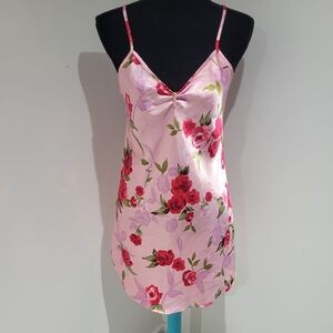 Premiere Collection Womens Vintage Floral Satin Nightgown Pink Feminine Romantic